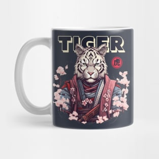 Japanese White Tiger Samurai Warrior - Tame The Cat Mug